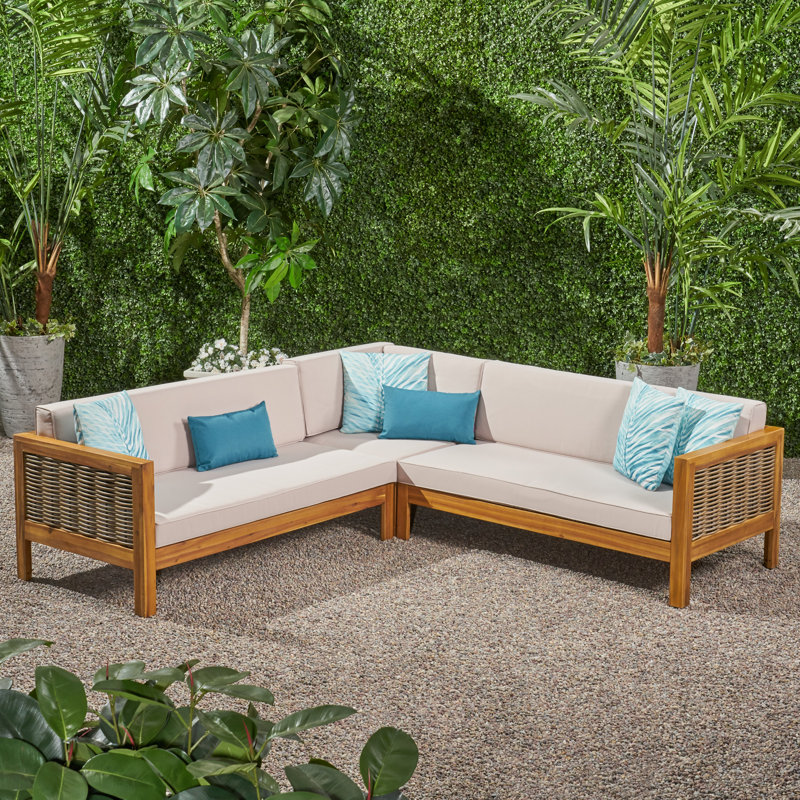 Highland Dunes Kennison Patio Sectional with Cushions & Reviews Wayfair